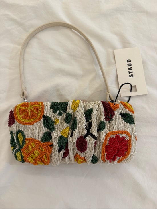 STAUD Handbags - STAUD NWT White Beaded Fruit Bag